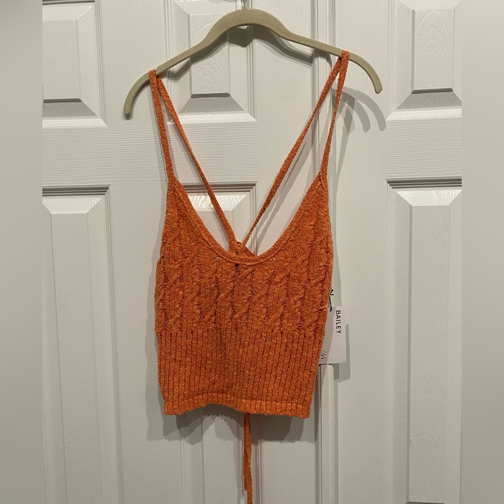 New! Bailey 44 liana sweater crochet cropped top in cantaloupe size small